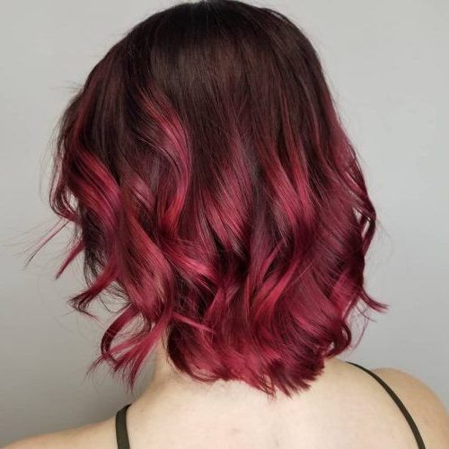 dark brown to red ombre short hair