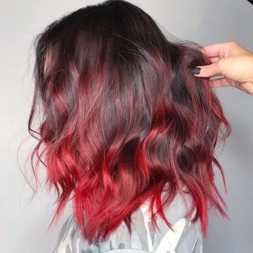 red ombre short hair straight