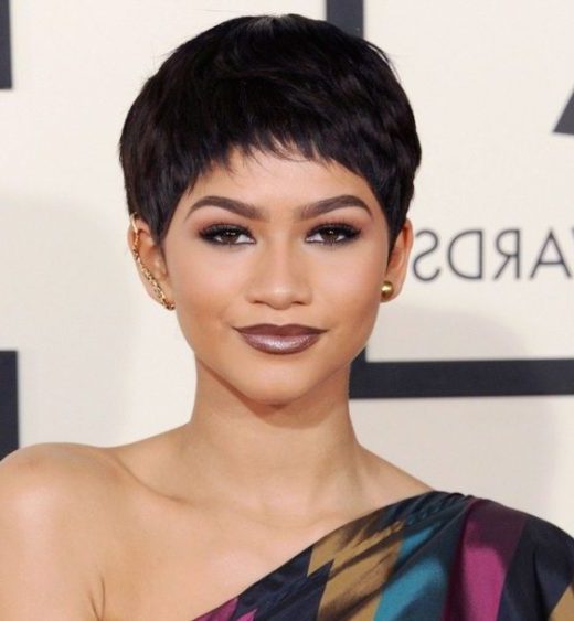 relaxed pixie short black hair