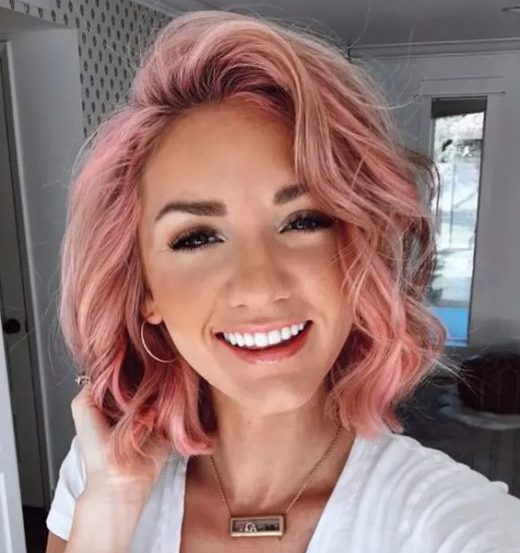 short pink hair with bangs