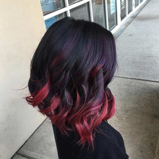 shoulder length red ombre hair