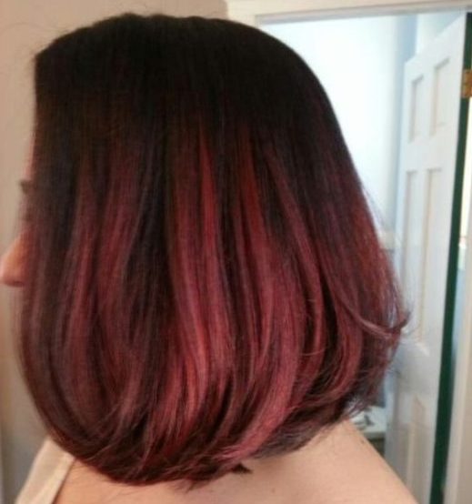 shoulder length red ombre short hair