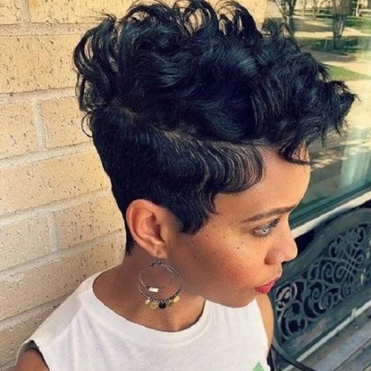 side part pixie cut black women