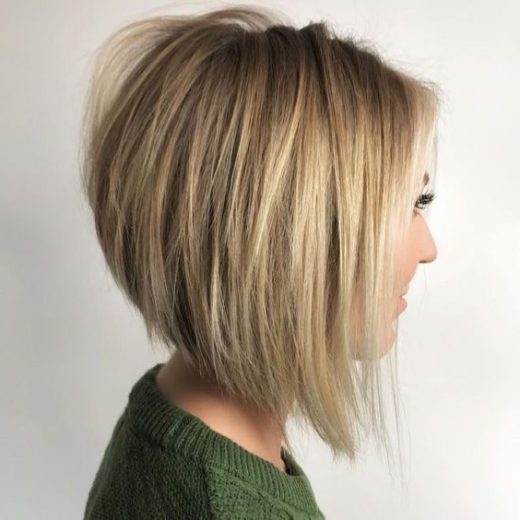 stacked short curly inverted bob