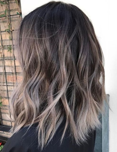 Ash balayage dark hair