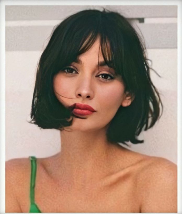 Short bob with curtain bangs 2021