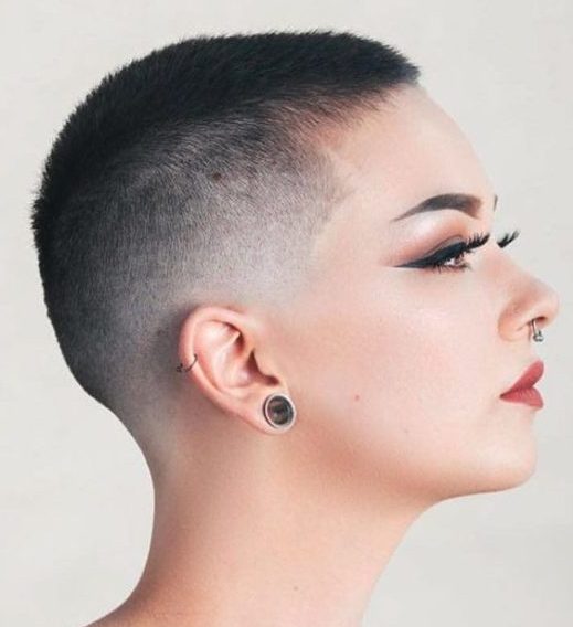 curly female buzz cut