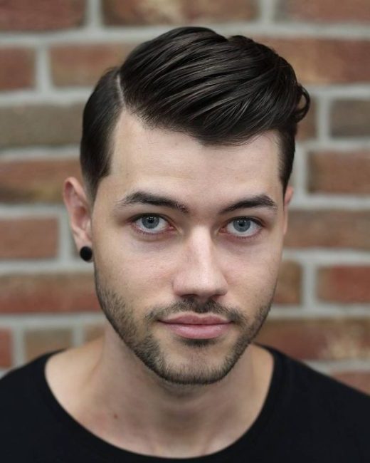 medium length men's side part haircut