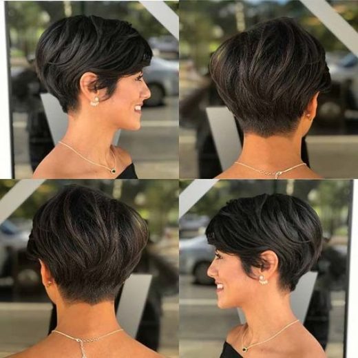 short pixie cut front and back view