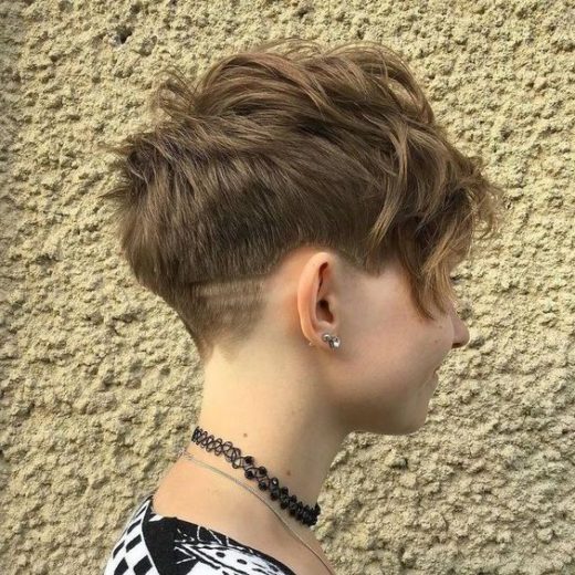 simple female undercut long hair