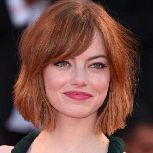 shoulder length short hair with bangs