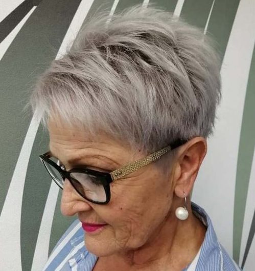 choppy pixie cuts for older ladies with glasses