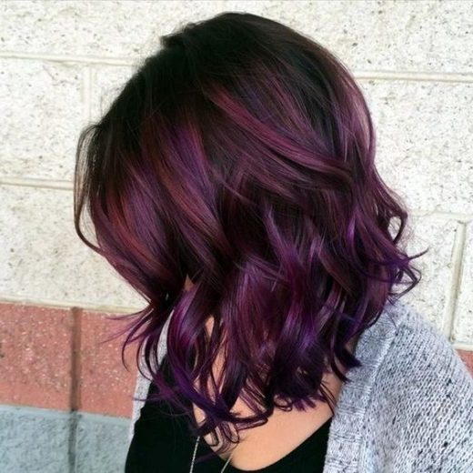 deep plum burgundy hair color