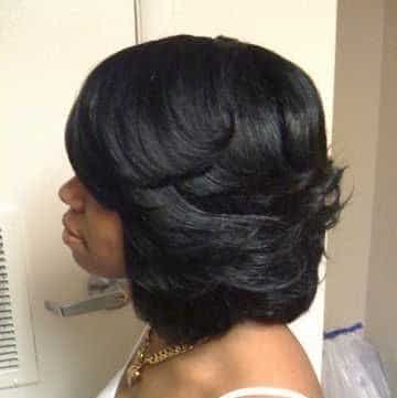 side part curly bob weave