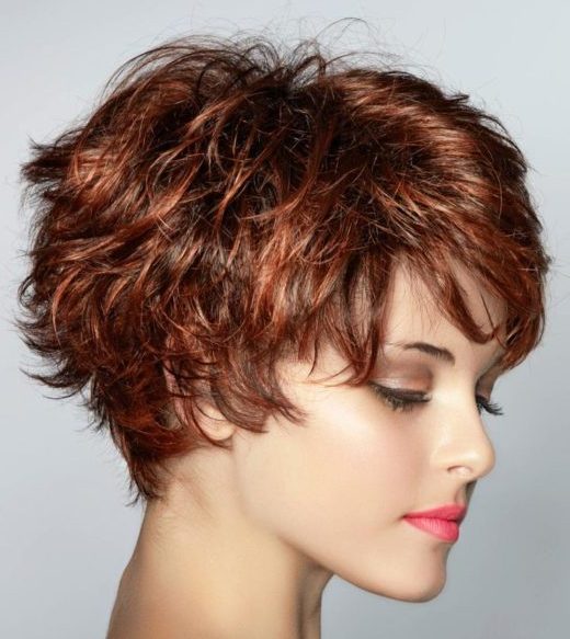 stacked short curly bob