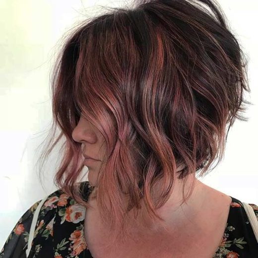 stacked short curly bob