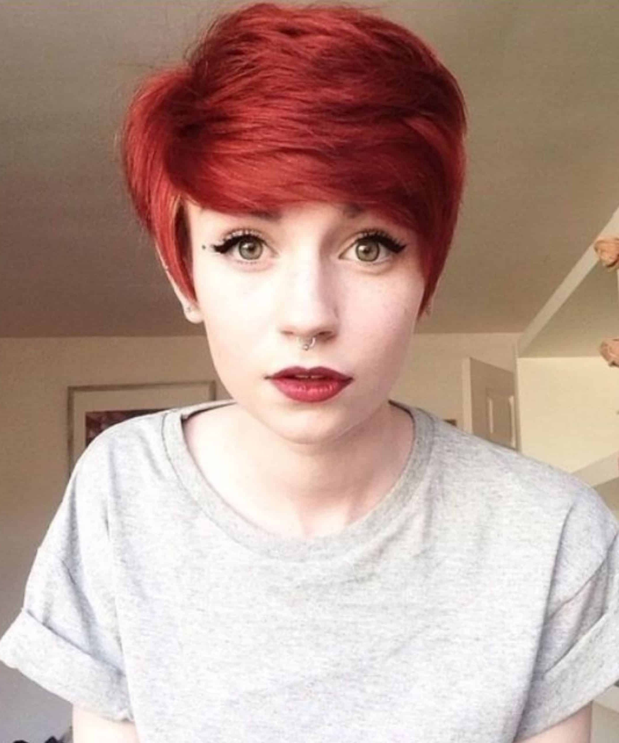 edgy red pixie cut