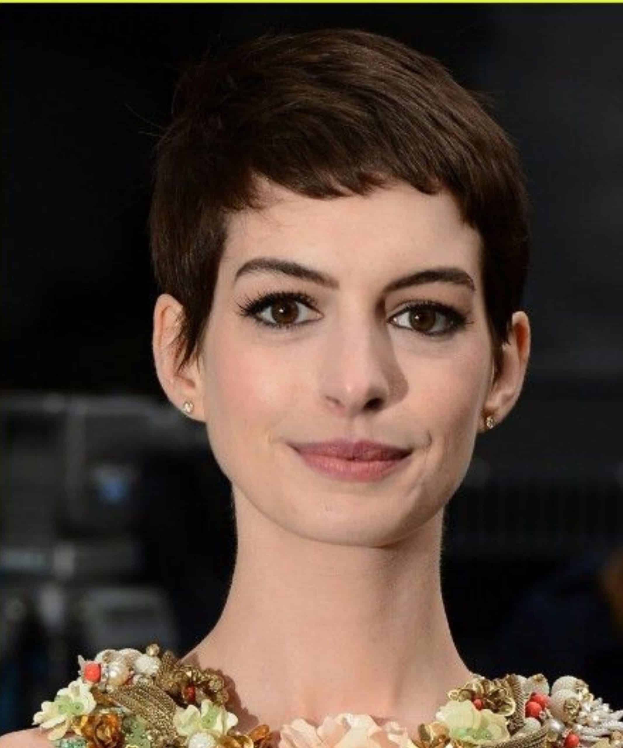 messy anne hathaway pixie cut