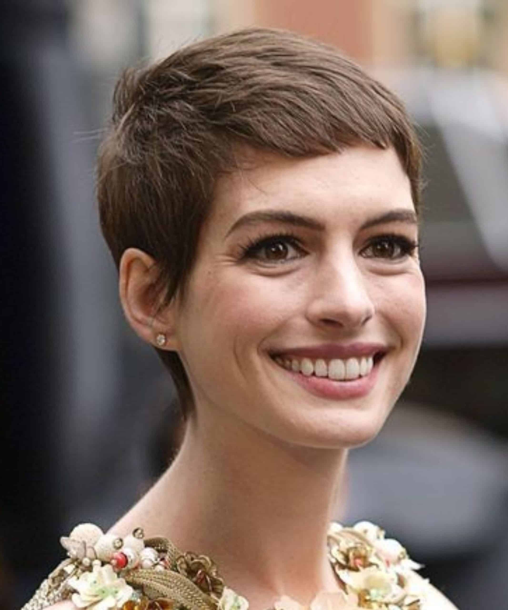 short anne hathaway pixie hair cut