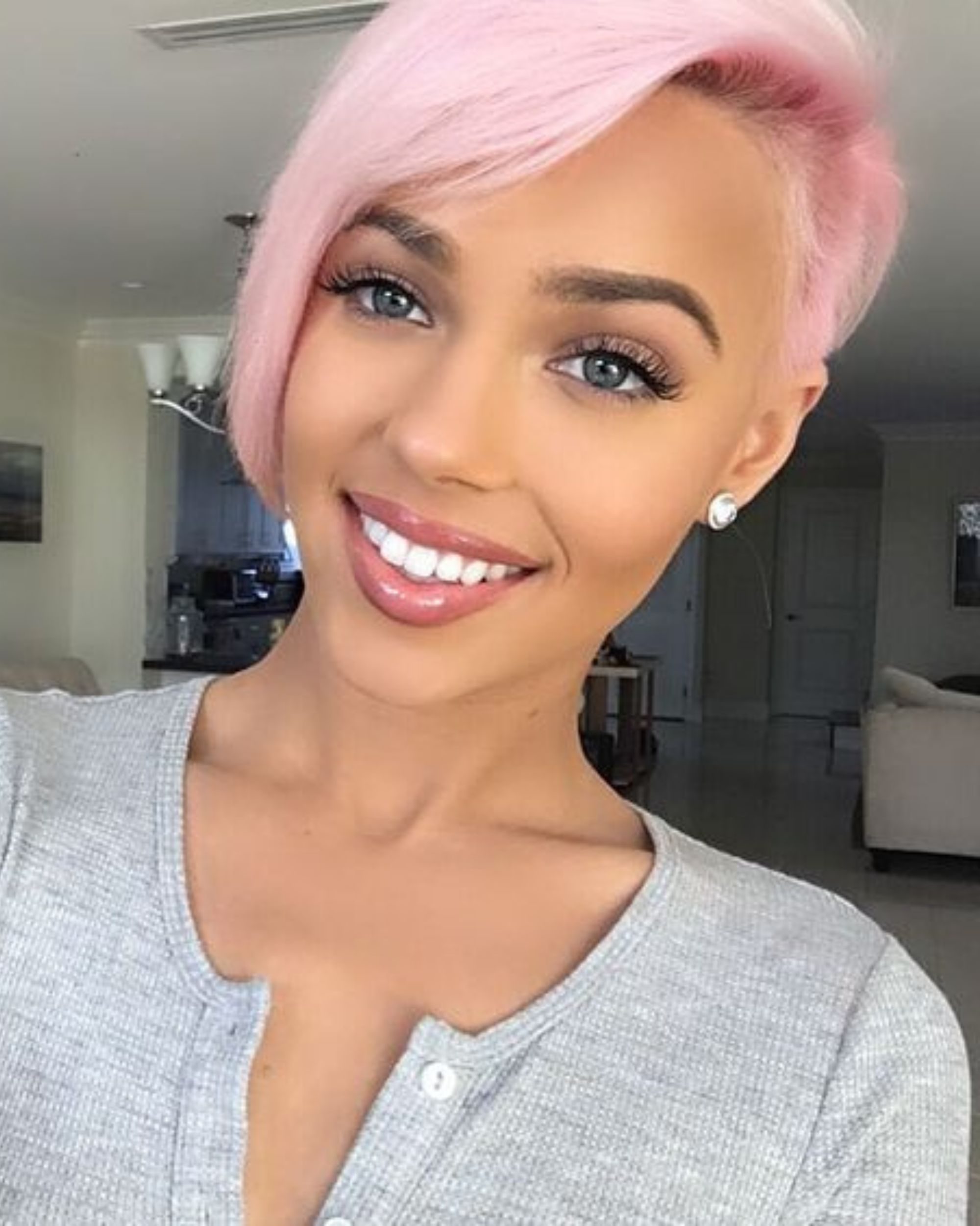 baby pink pixie cut