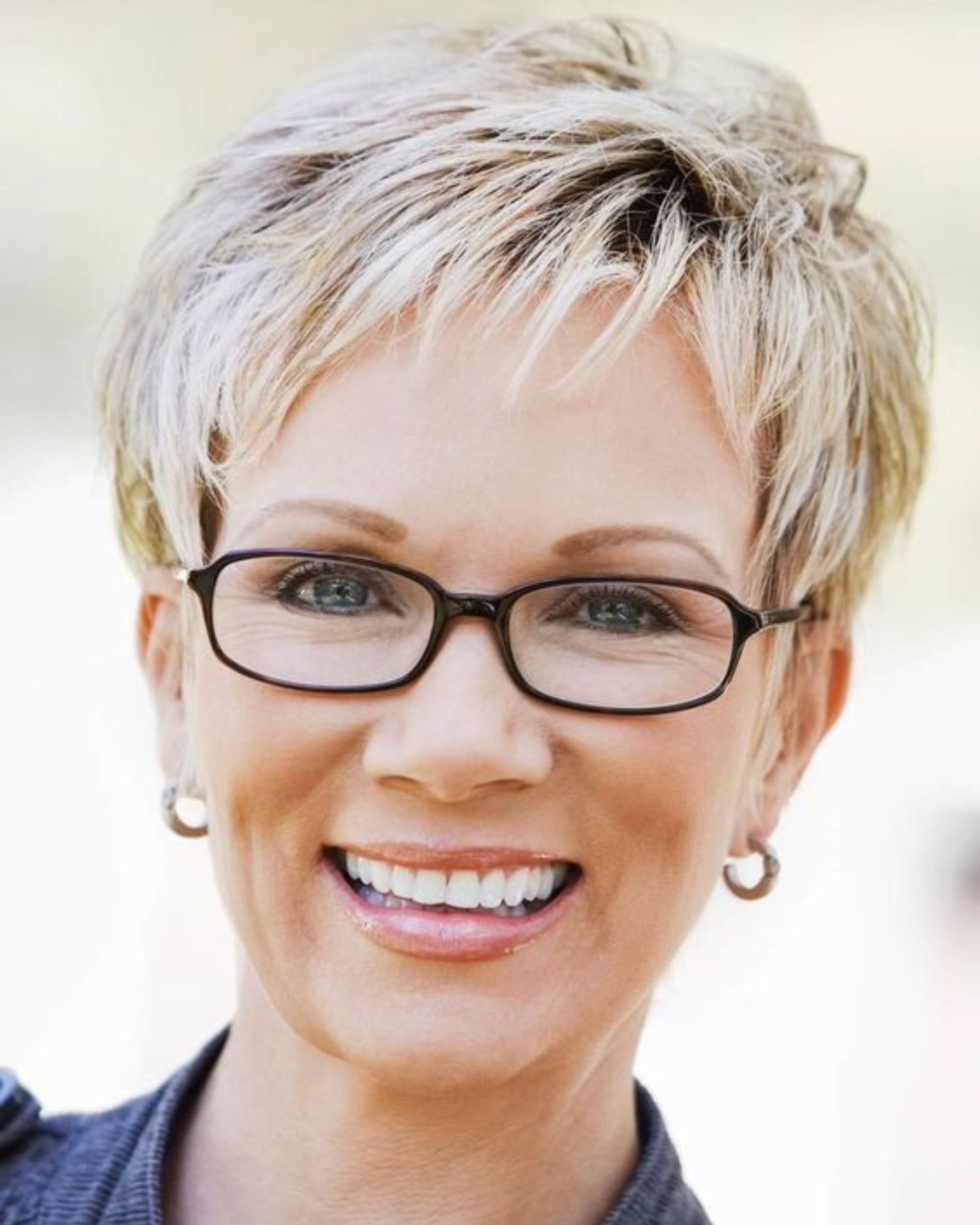 fine hair short hairstyles for over 50 with glasses