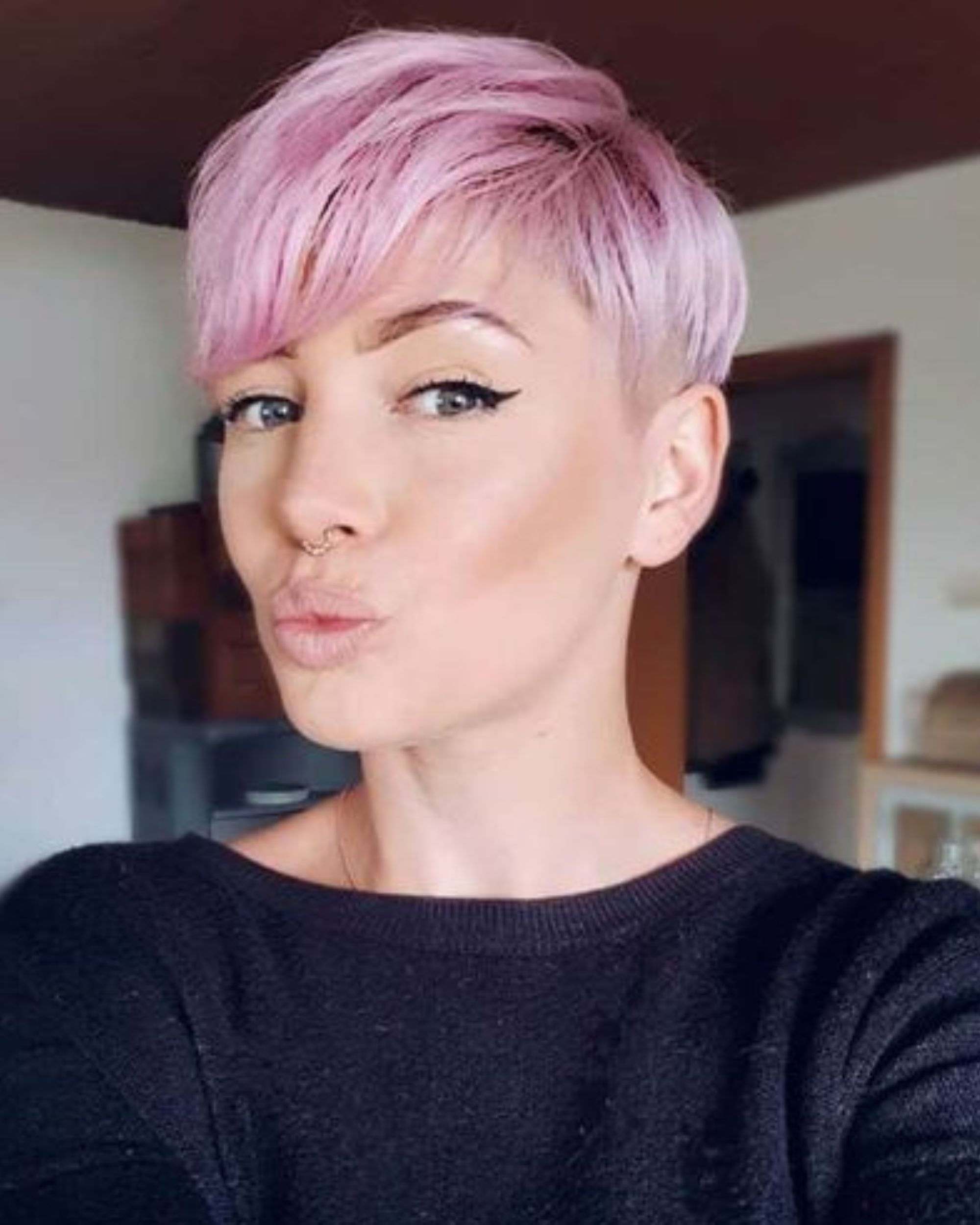 hot pink pixie cut