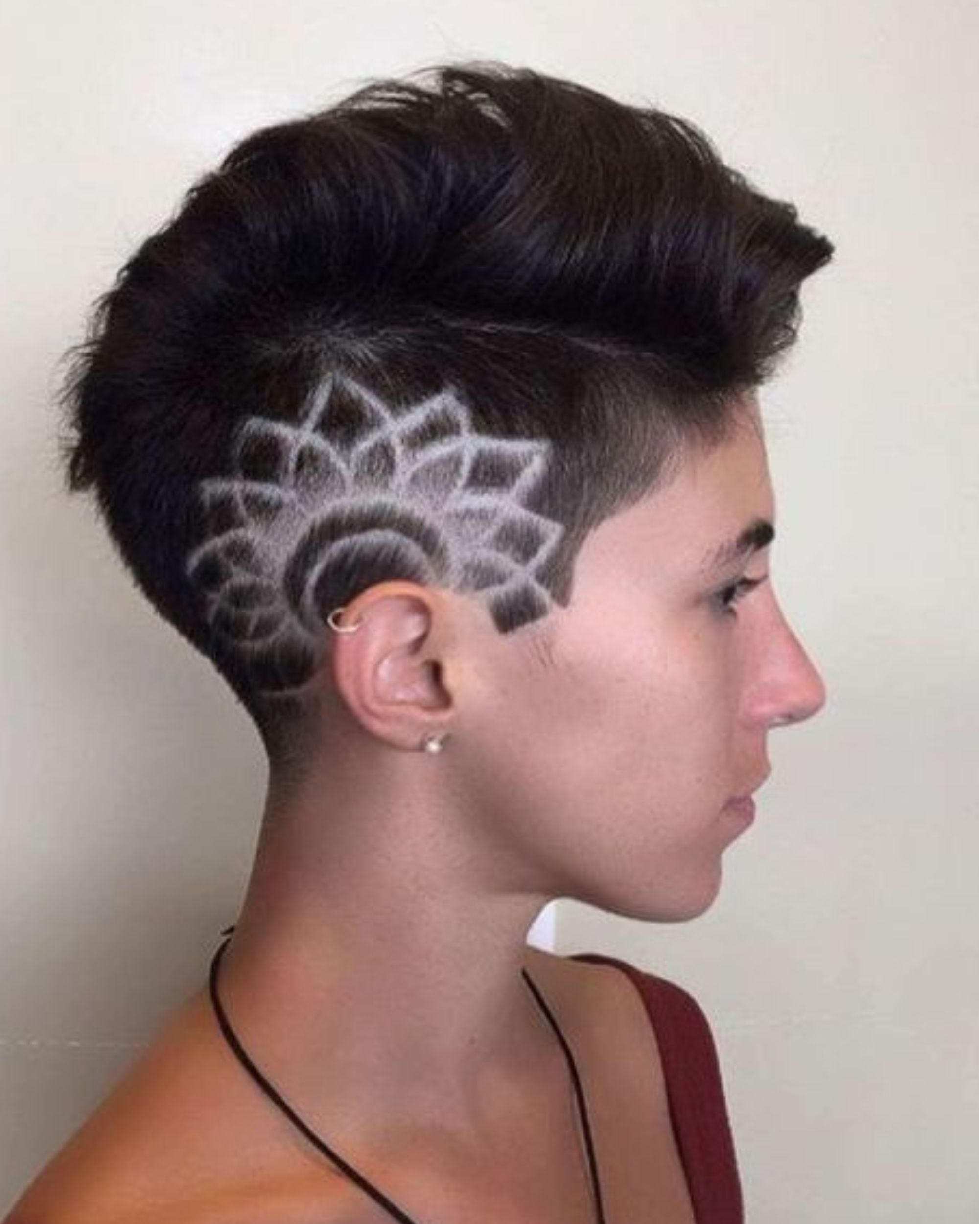 short curly hair with shaved sides