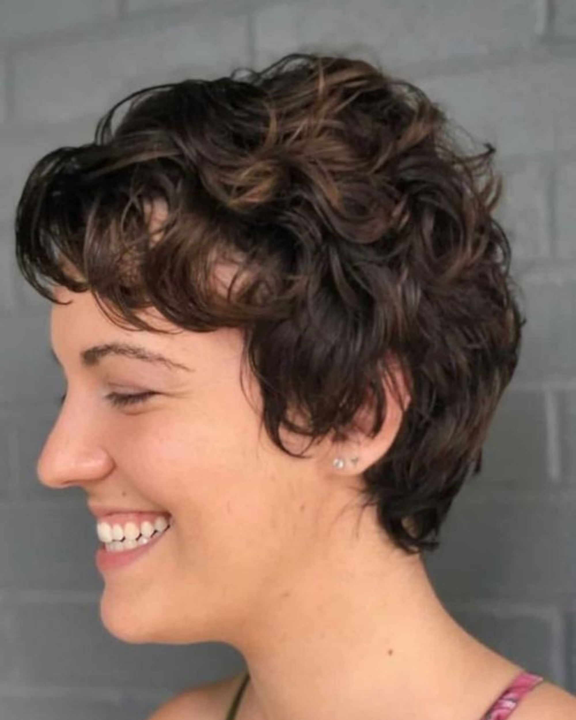 asymmetrical pixie cut curly hair