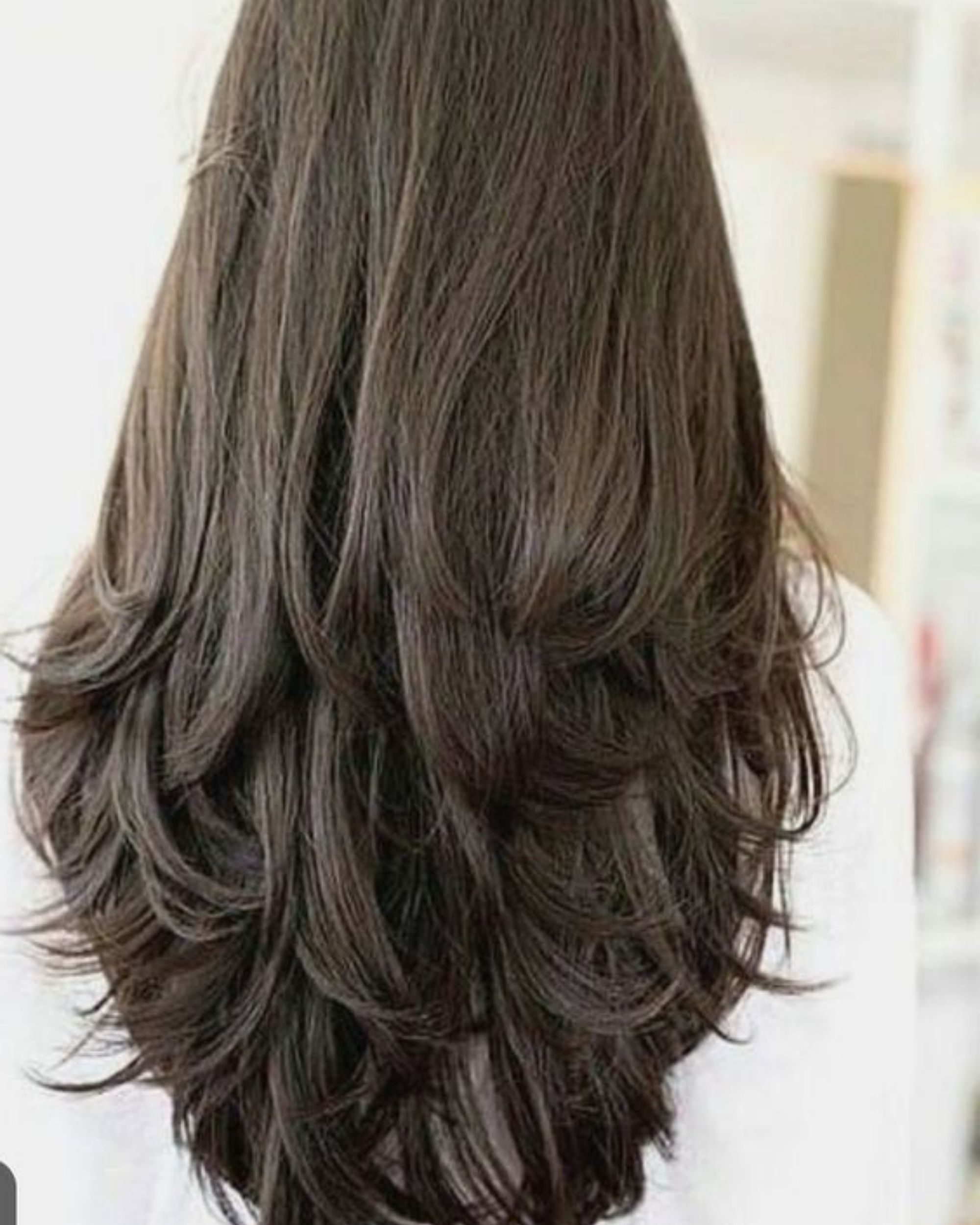 v shape thick long layered hair